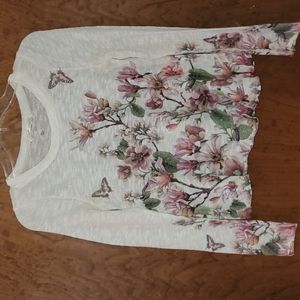 XS Light cream floral sweater